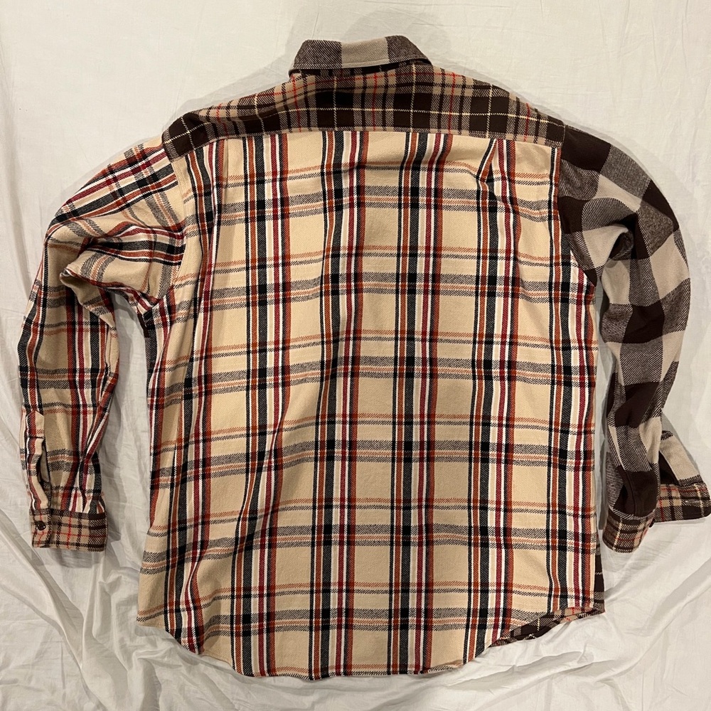 Beams Brown Patchwork Flannel Shirt - image 2